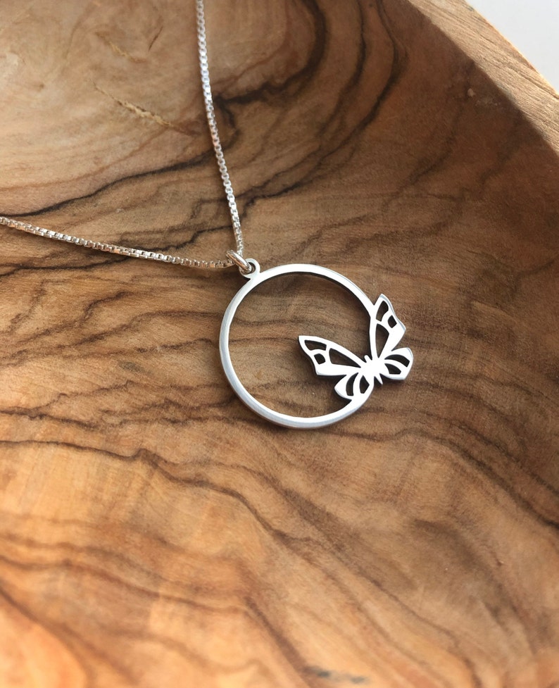 Silver Butterfly Necklace, Butterfly Necklace, Best Gift For Her, Layered Necklace Bridesmaid Gift, Butterfly image3