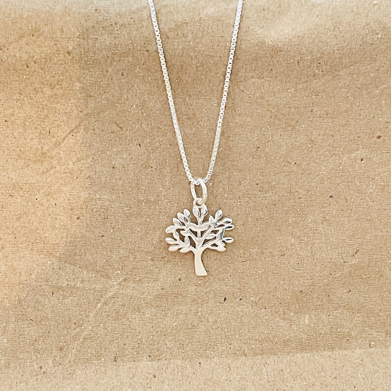 Sterling Silver Tree Of Life Charm With Sterling Silver Box Chain Image 8