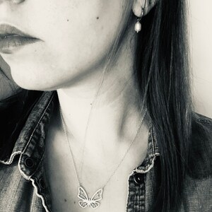 Sterling Silver Butterfly Necklace | Cut-Out Pendant, Cable Chain Image 7