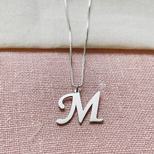 Dainty Sterling Silver Initial Necklace, Personalized Letter Jewelry Image 1