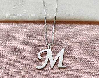 Dainty Sterling Silver Initial Necklace, Personalized Letter Necklace, 925 Sterling Silver Necklace