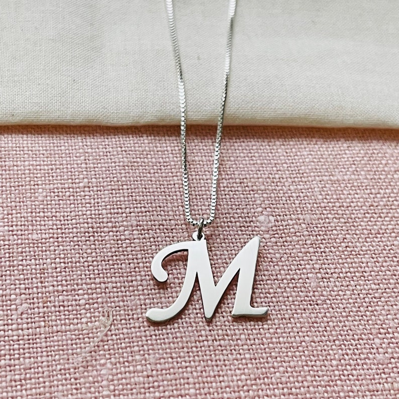 Dainty Sterling Silver Initial Necklace, Personalized Letter Necklace, 925 Sterling Silver Necklace Image 1