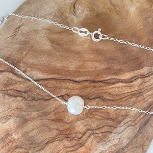 Dainty Pearl Station Necklace, Pearl Bead Necklace for Mom, Wedding Jewelry, Bridesmaid Gift Image5