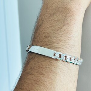 Personalized 925 Silver Men's ID Bracelet - Engravable Custom Jewelry Image 5