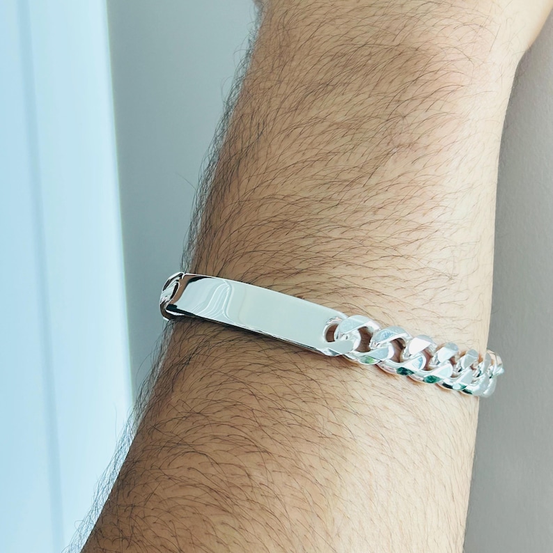 Personalized 925 Silver Men's ID Bracelet - Engravable Custom Jewelry Image 5