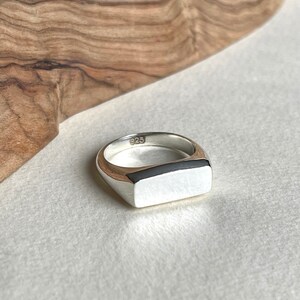 Handmade Sterling Silver Rectangle Signet Ring, Personalized Engraving Image 7