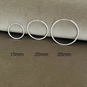 20mm Sterling Silver Endless Hoop Earrings - Hypoallergenic, Tarnish Resistant, Mothers Day Gift Image10