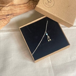Sterling Silver Musical Note Anklet | Amazonite Stone Image 9
