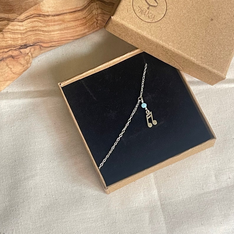 Sterling Silver Musical Note Anklet | Amazonite Stone Image 9