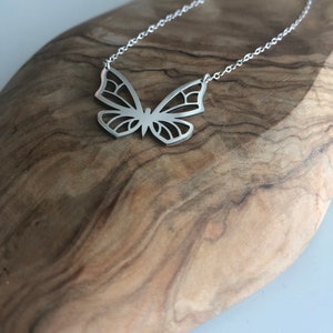 Sterling Silver Butterfly Necklace | Cut-Out Pendant, Cable Chain Image 8