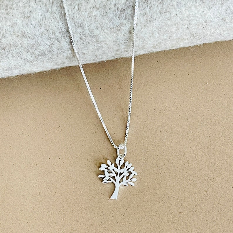 Sterling Silver Tree of Life Necklace, Flat Charm Pendant Image 3