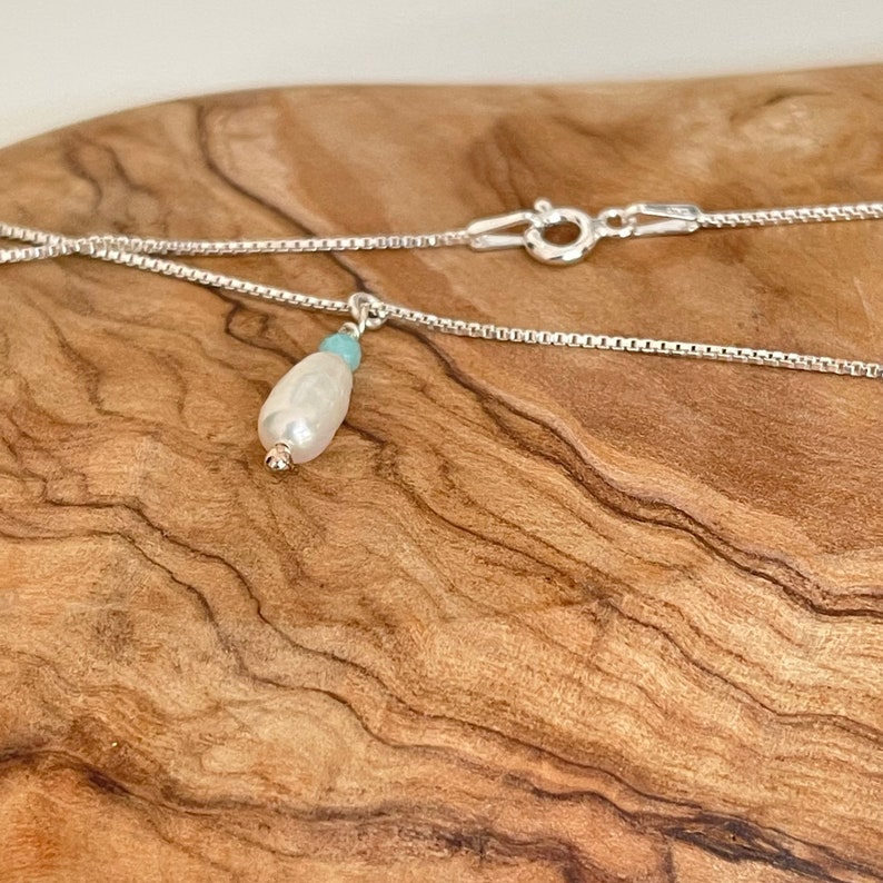 Freshwater Pearl With Sterling Silver Chain, Durable, Gift, Free Shipping image 3