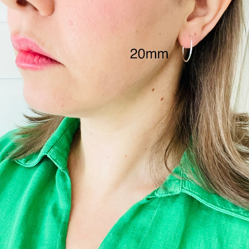 20mm Sterling Silver Endless Hoop Earrings - Hypoallergenic, Tarnish Resistant, Mothers Day Gift Image 7