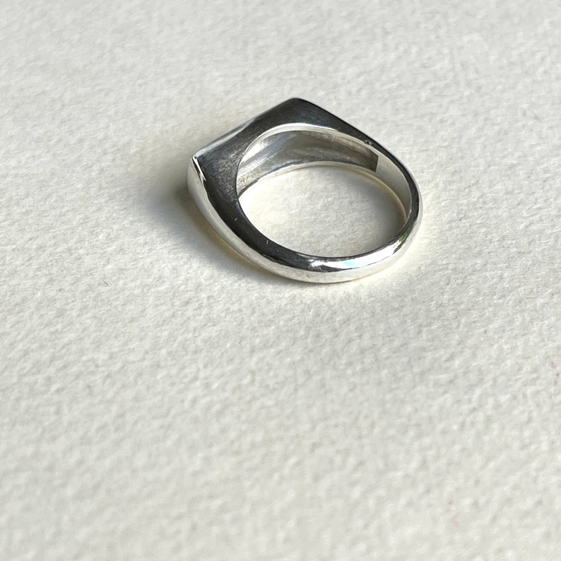 Handmade Sterling Silver Rectangle Signet Ring, Personalized Engraving Image 10