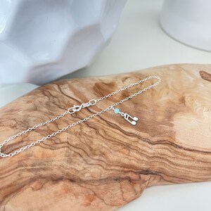 Sterling Silver Musical Note Anklet | Amazonite Stone Image 2