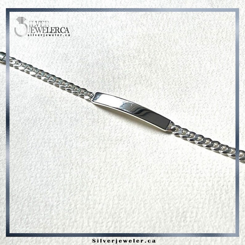 Engravable Sterling Silver ID Bracelet - Meaningful Personalized Gift Image 3