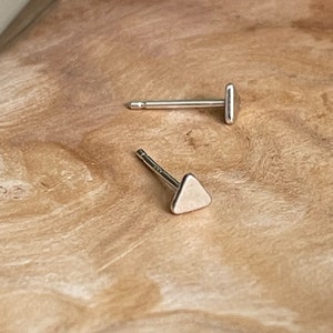 Sterling Silver Tiny Triangle Studs, Geometric Minimalist Earrings Image 5