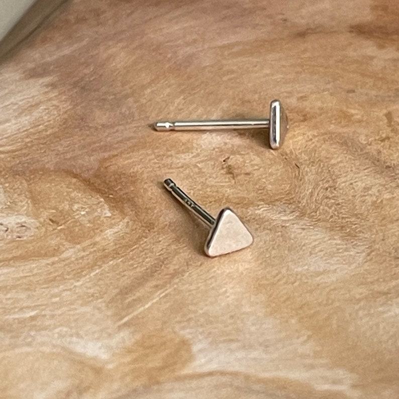 Sterling Silver Tiny Triangle Studs, Geometric Minimalist Earrings Image 5