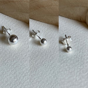 Sterling Silver Ball Earrings, Stud Earrings, Butterfly Backs, Minimalist earrings, Size 1.5 mm- 6mm, Tiny Small and Large Earrings simple image7