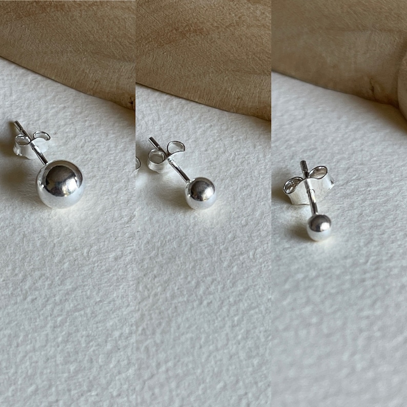 Minimalist 925 Silver Ball Studs - Subtle Elegance image 7
