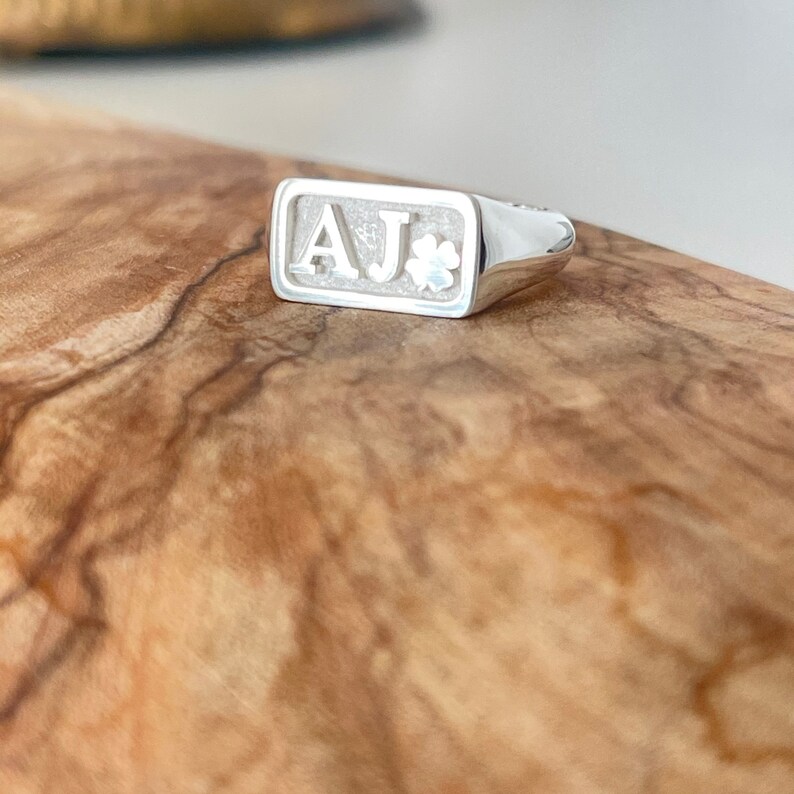 Sterling Silver Personalized Signet Ring, Custom Initial Monogram Image 7