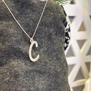 Dainty Sterling Silver Initial Necklace, Personalized Letter Jewelry Image 2