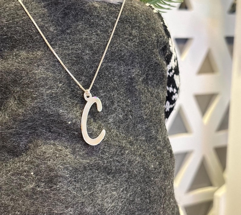 Dainty Sterling Silver Initial Necklace, Personalized Letter Jewelry Image 2