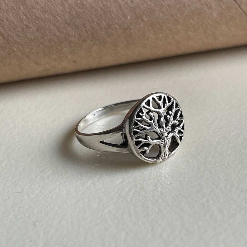 Men's Classic Sterling Silver Tree of Life Ring Timeless Design for Sophisticated Style. Crafted from 925 Silver and Available in sizes6-9 image10