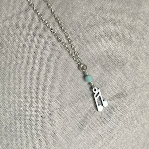 Sterling Silver Musical Note Anklet | Amazonite Stone Image 8
