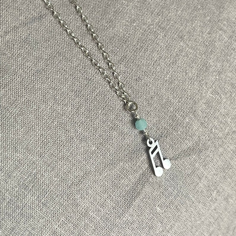 Sterling Silver Musical Note Anklet | Amazonite Stone Image 8