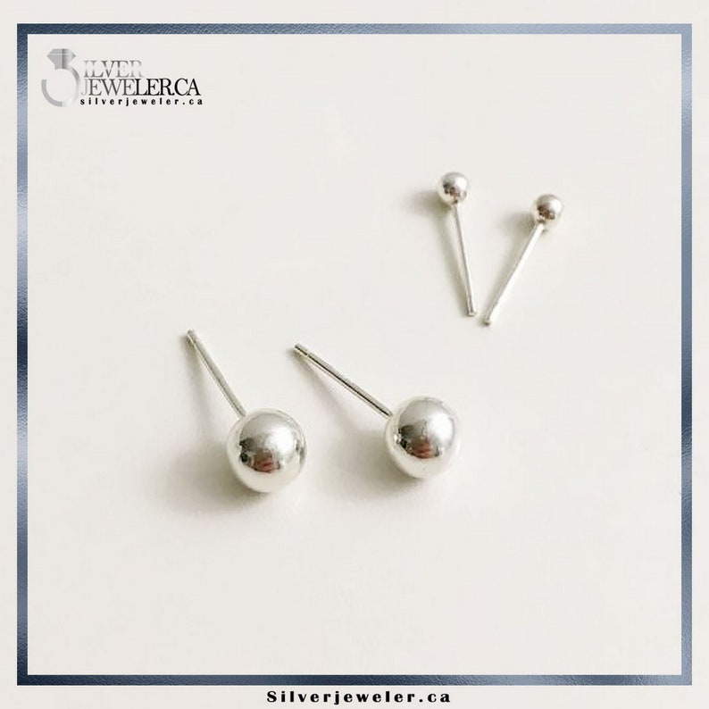 Sterling Silver Ball Earrings, Stud Earrings, Butterfly Backs, Minimalist earrings, Size 1.5 mm- 6mm, Tiny Small and Large Earrings simple image10