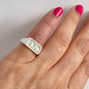 Sterling Silver Personalized Signet Ring, Custom Initial Monogram Image 10