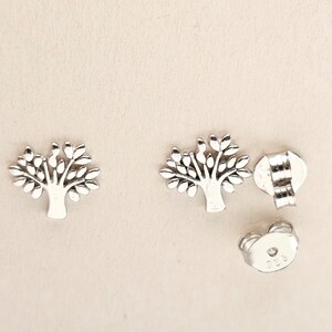 Dainty Sterling silver Tree of Life Stud Earrings, Tree Of Life Earrings In Sterling Silver, Minimal 925 Silver Stud Earrings Image 10