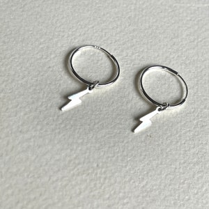 Lightning bolt Earrings Hoop, Lightning bolt Hoop Earrings Silver, Sterling Silver earrings image 3