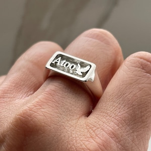 Sterling Silver Personalized Signet Ring, Custom Initial Monogram Image 2