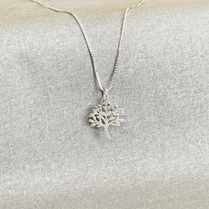 Sterling Silver Tree Of Life Charm With Sterling Silver Box Chain Image 5