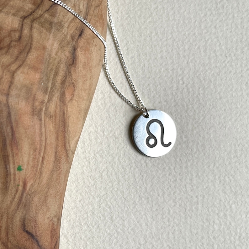 Sterling Silver Zodiac Necklace, Minimalist Horoscope Jewelry Image 4