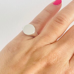 Engraved Sterling Silver Signet Ring, Classic Unisex Design Image 10