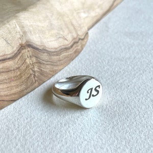 Dainty Sterling Silver Signet Ring, Solid Silver Custom Name Ring For Man Or Women, 925 Sterling Silver Ring Unisex ,Engraved Silver Ring Image 1