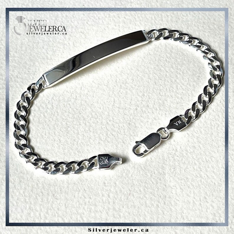 Engravable Sterling Silver ID Bracelet - Meaningful Personalized Gift Image 2