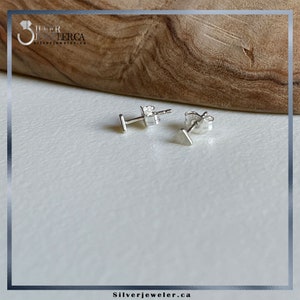 Sterling Silver Tiny Triangle Studs, Geometric Minimalist Earrings Image 4