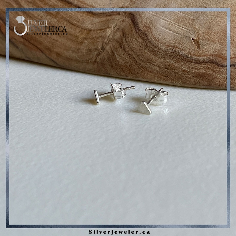 Sterling Silver Tiny Triangle Studs, Geometric Minimalist Earrings Image 4