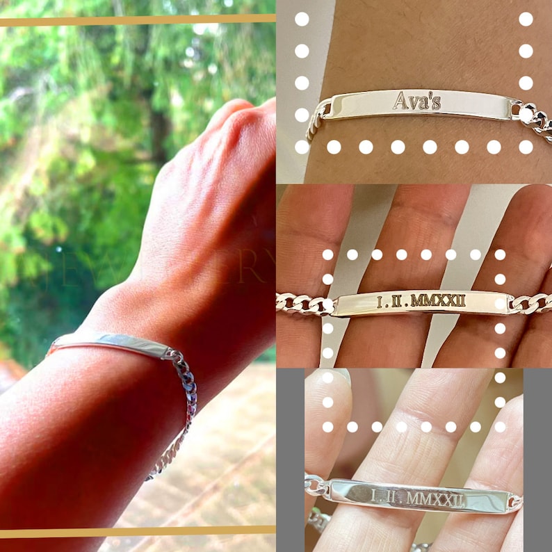 Engravable Sterling Silver ID Bracelet - Meaningful Personalized Gift Image 7