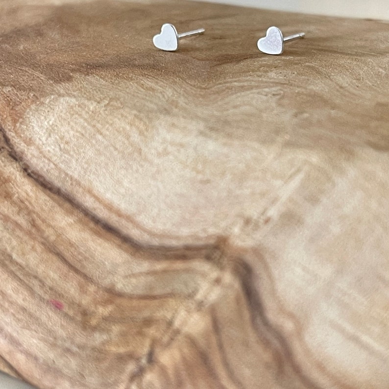 Sterling silver studs earrings | Heart silver earring | easy to wear Image 4