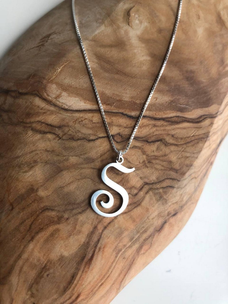 Dainty Sterling Silver Initial Necklace, Personalized Letter Jewelry Image 5