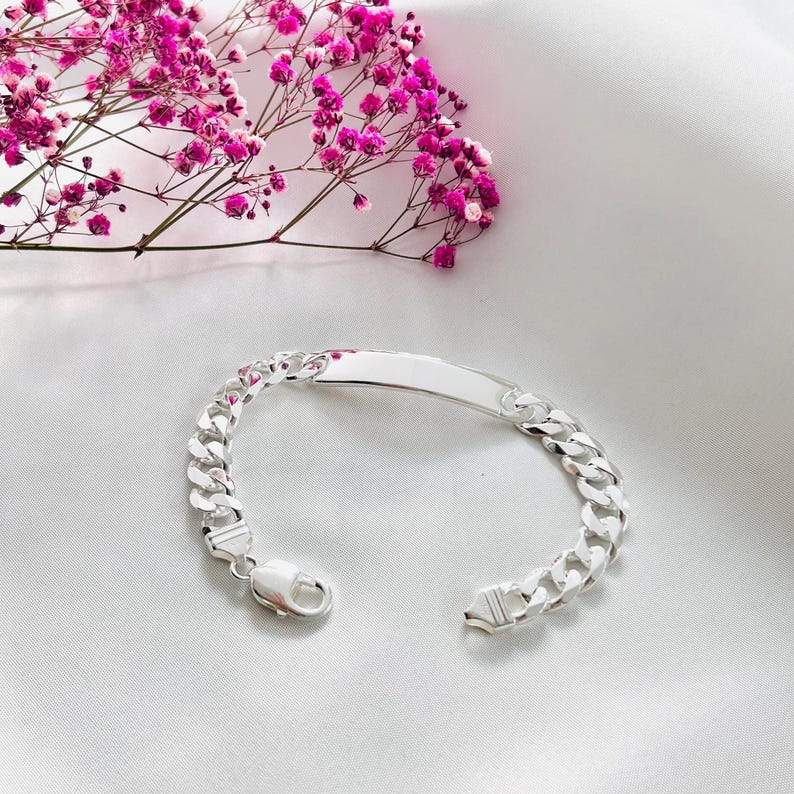 Personalized 925 Silver Men's ID Bracelet - Engravable Custom Jewelry Image 3