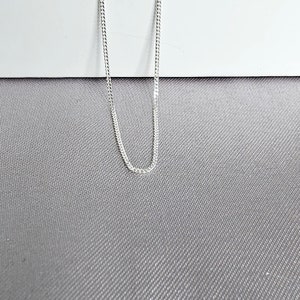 Silver 1mm curb chain necklace for men or woman, Sterling Silver bright thin men's chain, men's necklace, simple silver everyday chain image4