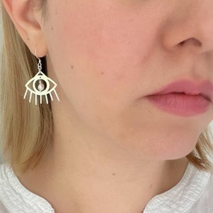 Sterling Silver Devil Eye Earrings | Freshwater Pearl Charm Image 1