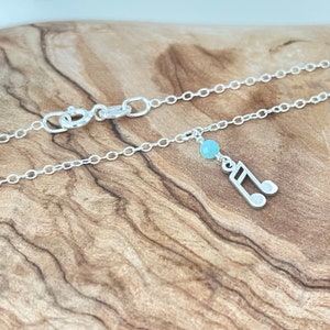 Sterling Silver Musical Note Anklet | Amazonite Stone Image 3