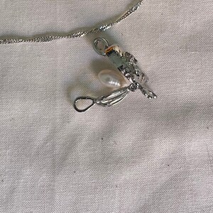 Skull Pearl Cage Pendant, Sterling Silver Necklace, Halloween Gift Image 8